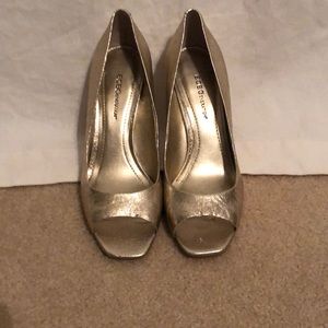 BCBG generation gold open toe 4 inch heels